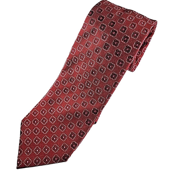 Bolgheri Red Floral Silk Tie Necktie - Made in Italy - Like New - Picture 1 of 4
